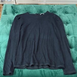 Zara Black Shoulder Puff Top With Pearl Button Detail on Back Size XL